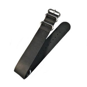 22mm Black Genuine Leather Nato Strap Civo